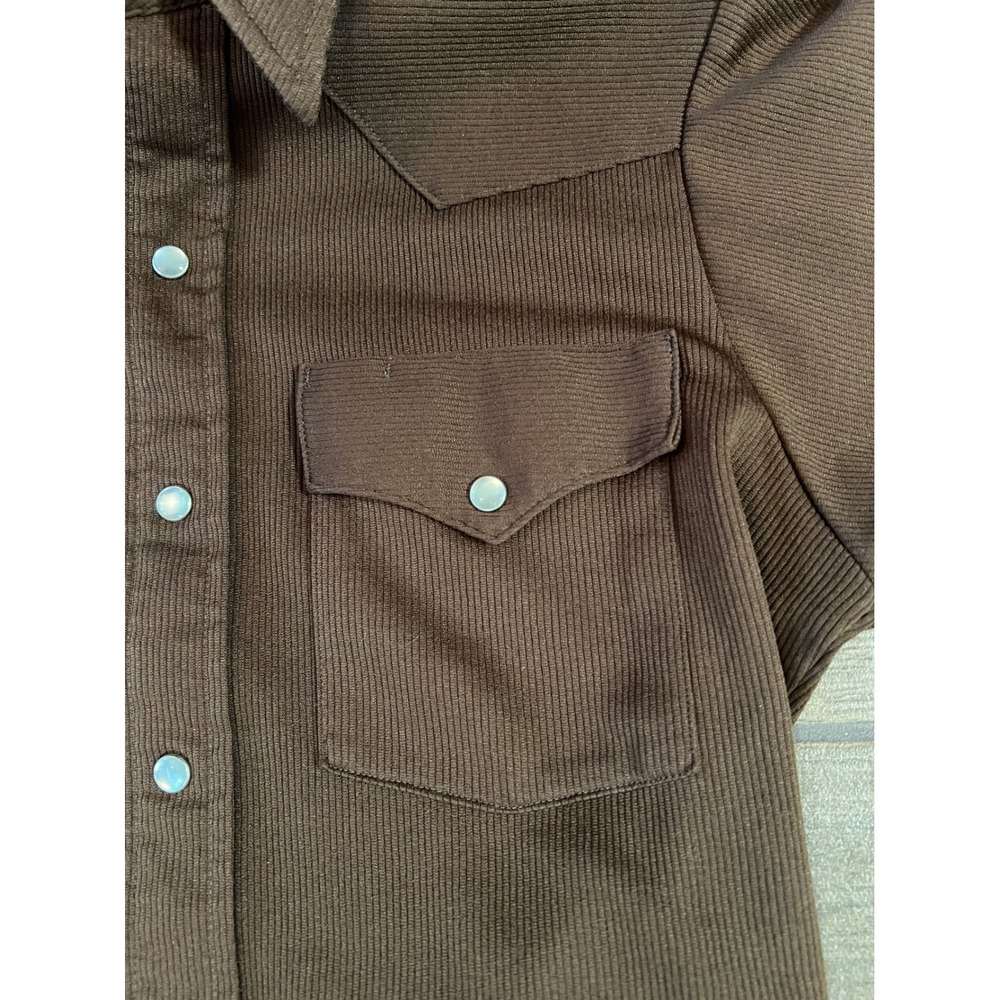 Vintage Lee Mens Brown Western Pearl Snap Shirt Short Sleeve Small Made in USA - Picture 2 of 6